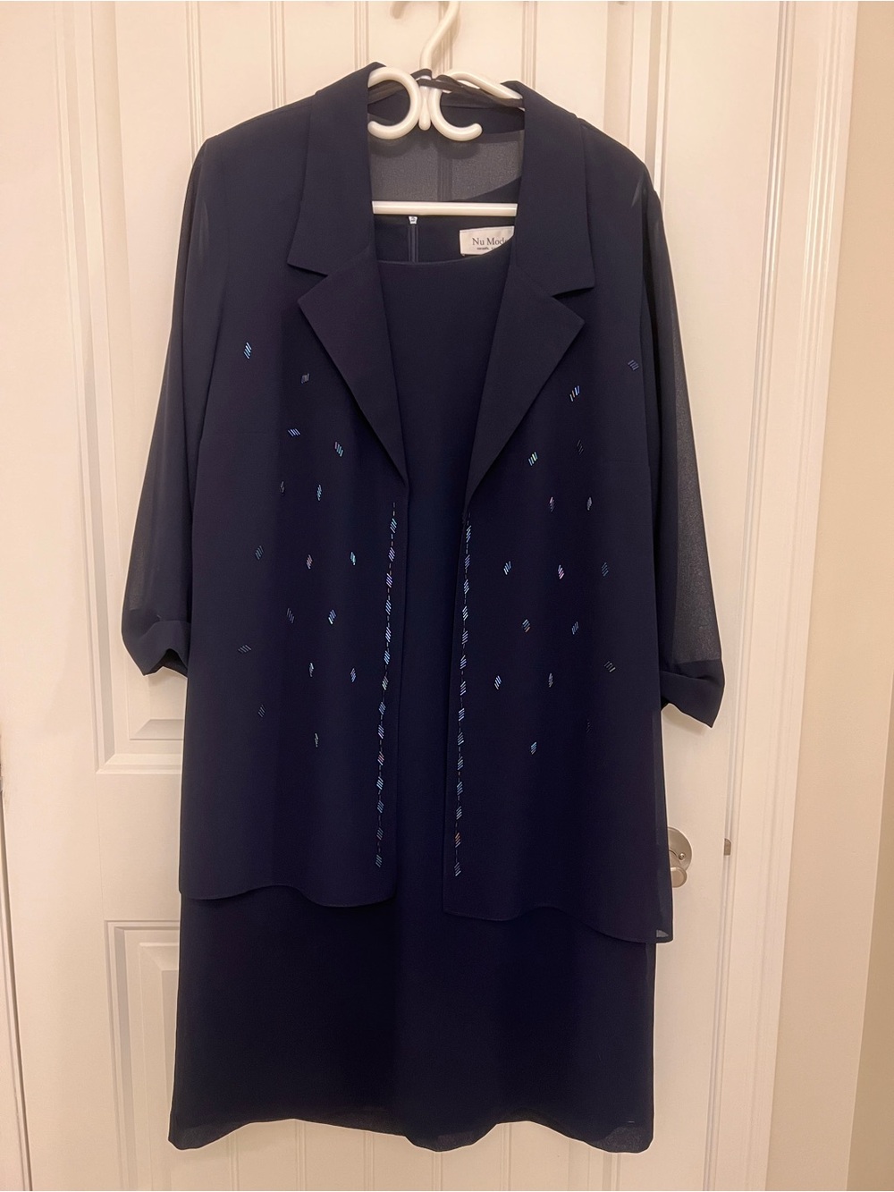 Nu Mode Navy Embellished Evening Dress with Jacket